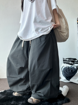 STAR RIVET⭐️🌌✨ STUD POINT BALLOON PARACHUTE OVER LONG LOOSE PANTS 🩵🩶 - 2 COLORS