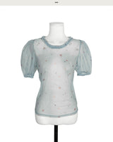 riot floral puff organza bl
