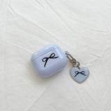 ribbon heart epoxy keyring(lavender blue)