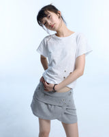 グランジクローレオパードアイレットTシャツ - ホワイト