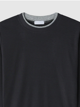 シア カラー マッチング レイヤード スリム ロングスリーブ Tシャツ
