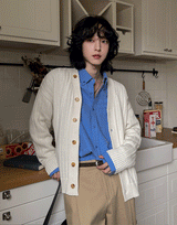 Normal Button Ribbed Knit Cardigan
