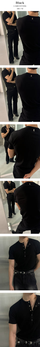 [S/S] High ribbed henry neck half knit(3color)