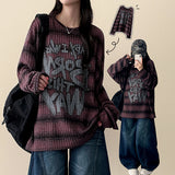 ENK ヒップストリート ダンガラ リブ ロングスリーブ Tシャツ