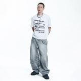 Washed Crop Lettering Short Sleeve - WHITE