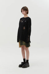 PICK WAPPEN DAMAGE SUMMER KNIT - BLACK