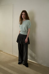 Slim button half knit_mint