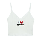 I Love Girl　vネックスリーブレスクロップトップ