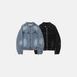 LMN LIT Henley neck cut denim jacket (2 colors)