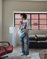 Funky Damage Wide Denim Pants