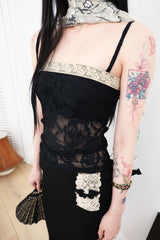 [香] Floral Lace Sleeveless & Bolero SET (Black)