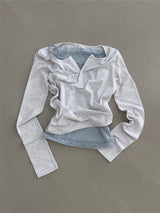 ブリーズ コットンモダール ヘンリーネック Tシャツ(Bio-Washing) -ライトミランジェ