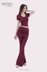 Liiv short-sleeve cap training shirring pants set (TOP)