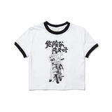 モーターサイクルガールリンガークロップtシャツ