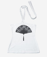  Lace Fan Halter Top #White(白)