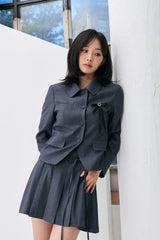 SWAN CROP JACKET / CHARCOAL