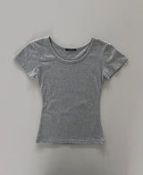 ミューネル スリムフィットラウンドネックモダールストレッチキャップスリーブTシャツ 5カラー