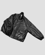 Vegan Leather Boa Padded Jacket_Black