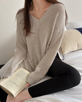 Common linen V-neck knitwear