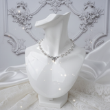[Jo Yuri Necklace]ヘブンリークリスタルパールチョーカーネックレス - Silver Color