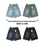 Shumi ウエストバンド デニム ワイド バミューダ ショーツ [Short & basic choice]