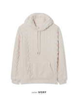 [UNISEX]スノーケーブルフリースロングスリーブフーディー
