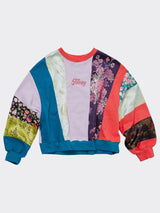 Korean Fabric Patchwork Crop Sweat Shirt