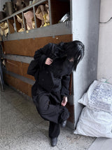 BLACK BUTTON SHORT COAT