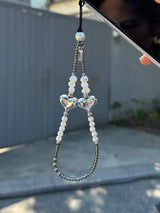【MADE】Silver Heart Phone Charm - Glass Beads