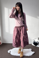 The Hill Pigment Washed Cargo Bermuda Pants  4 Color 