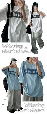 Shubin lettering short-sleeved shirt (4 colors)