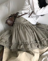 ビーンダブルフリルチェックミディスカート