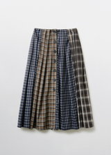 Mix Check Maxi Skirt / Navy