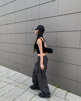 (Unisex) ボタンナイロンパンツ