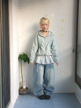 Shirring Pocket Two-Way Wind Zip-Up