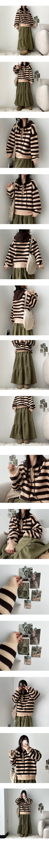 Dela Warmer Color Hooded Button Dangora Knitwear