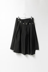snap button unbal pleats skirt(2colors)