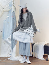 Kitsch Polka Dot Stripe Jacquard Hooded Knit Cardigan