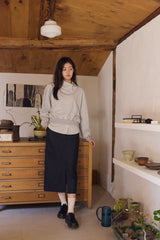 U-neck crop sweatshirt / Melange