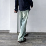 Seamed Washed Wide-Leg Jeans