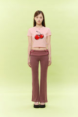SIGNATURE BIG CHERRY CROP T-SHIRT - LIGHT PINK
