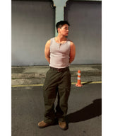 Henley neck sleeveless tee