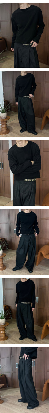 [F/W] スティーディストライプツータックワイドパンツ(2color)