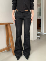 STRIPE BOOTS CUT JEANS