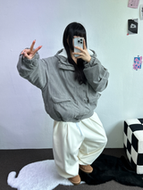 インナーフリースコーデュロイビッグフードジッパー🩶🖤 - 2カラー