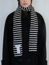 Striped Knit Muffler - Black