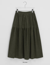 Pivot Flower Corduroy Banding Long Skirt