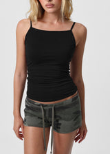 [B-BASIC] Basic Cotton Spandex Strap Square Neck Sleeveless (Built-in Cups) (2 SIZE)