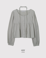 ロマンティックレースシャーリングブラウス + タイセット (4color)