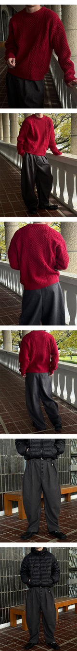 [F/W]ウールカーブボタンパンツ(2色)